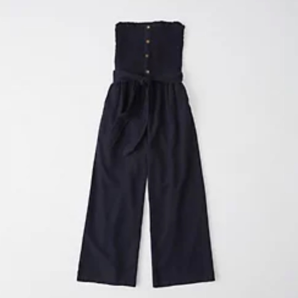 Abercrombie Strapless Smocked Linen Jumpsuit Medium